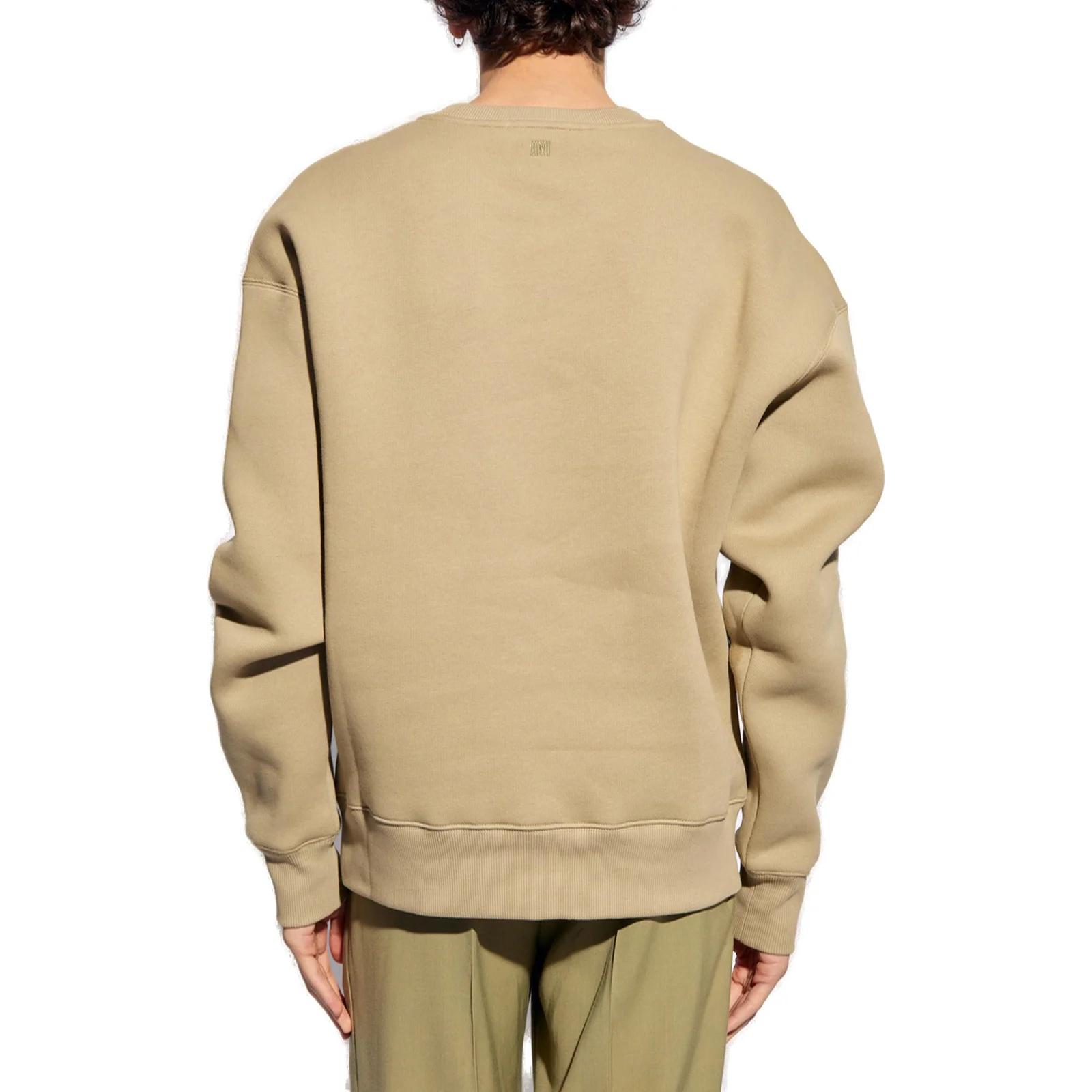AMI PARIS  Tan Logo Patch Oversized Fit Crewneck Sweatshirt Long Sleeve USW025749-317 圖 4