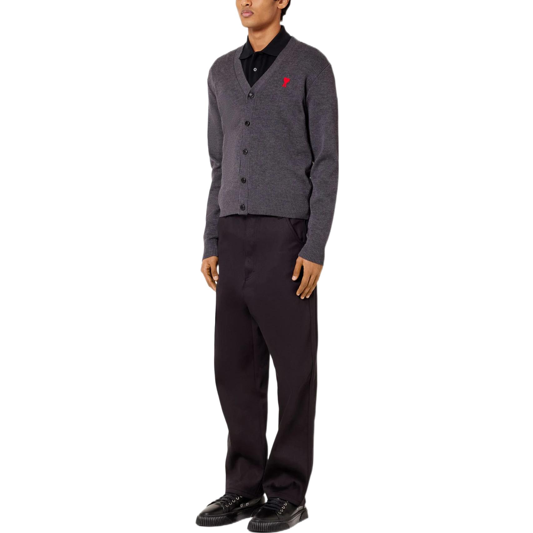 AMI PARIS  V-Neck Button-Up Relaxed Fit Long Sleeve Sweater Dark Grey HKC001-001055 圖 3