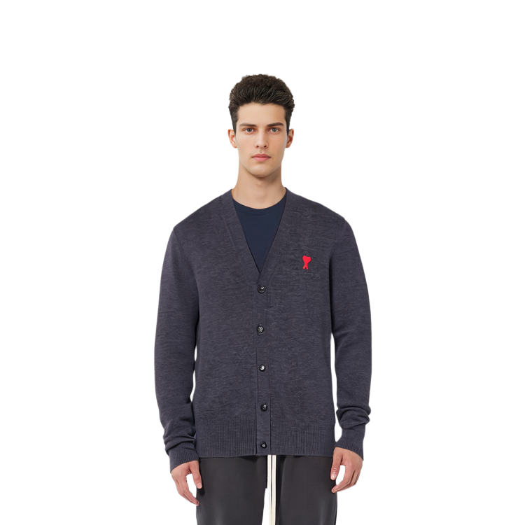 AMI PARIS  V-Neck Button-Up Relaxed Fit Long Sleeve Sweater Dark Grey HKC001-001055 圖 6