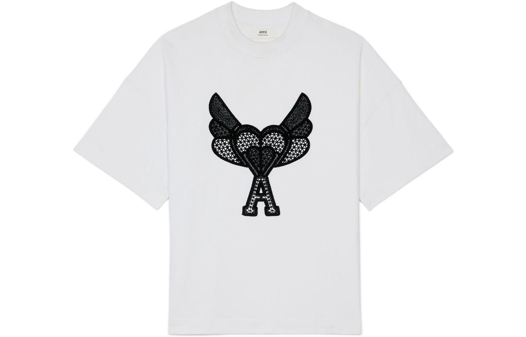 AMI PARIS  White Heart Wing Embroidered Crew Neck T-Shirt H21HJ123-79100 圖 2