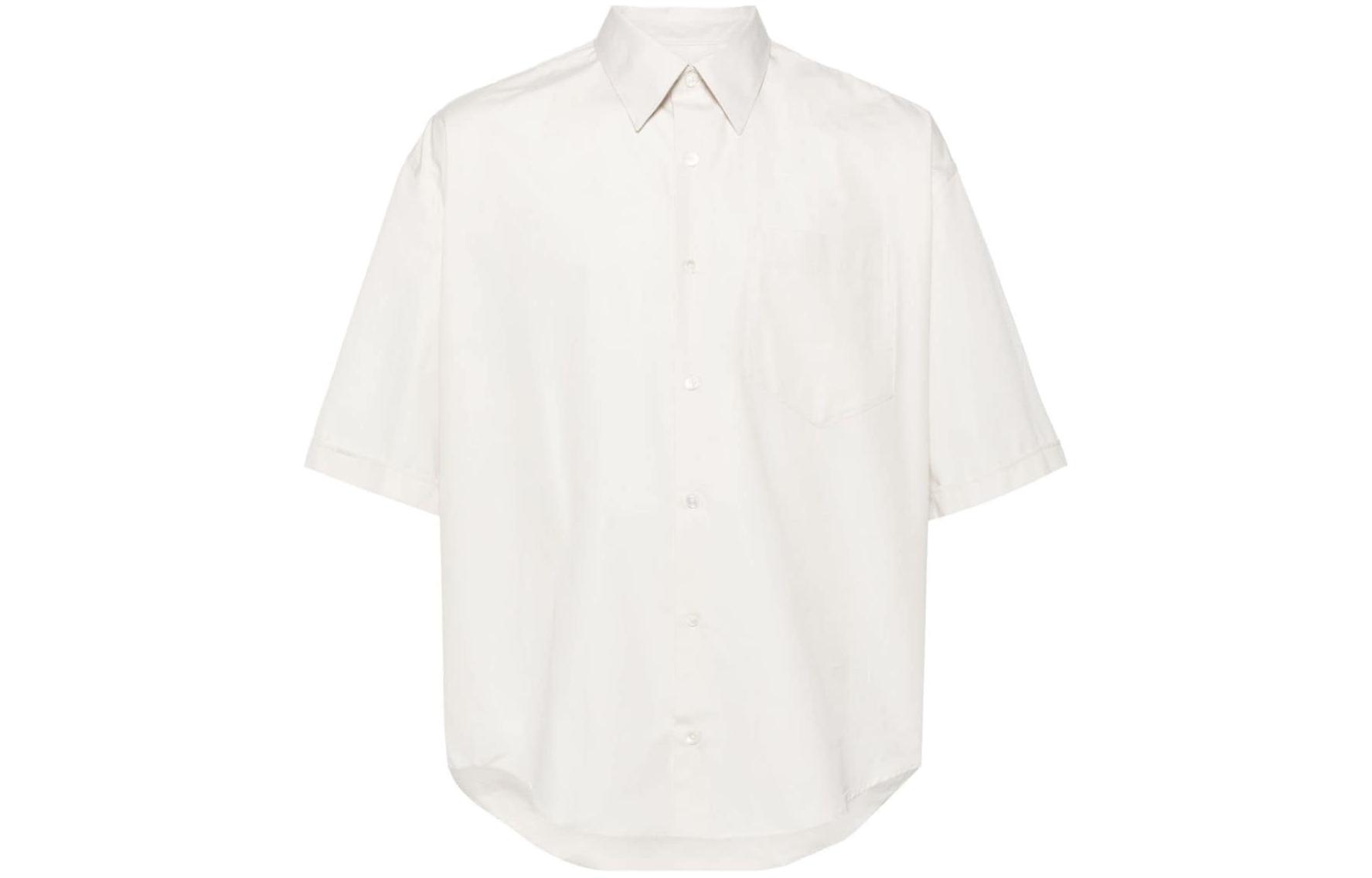 Order AMI PARIS ホワイト 半袖 ボタンダウンシャツ - 無地 HSH216CO0063-193