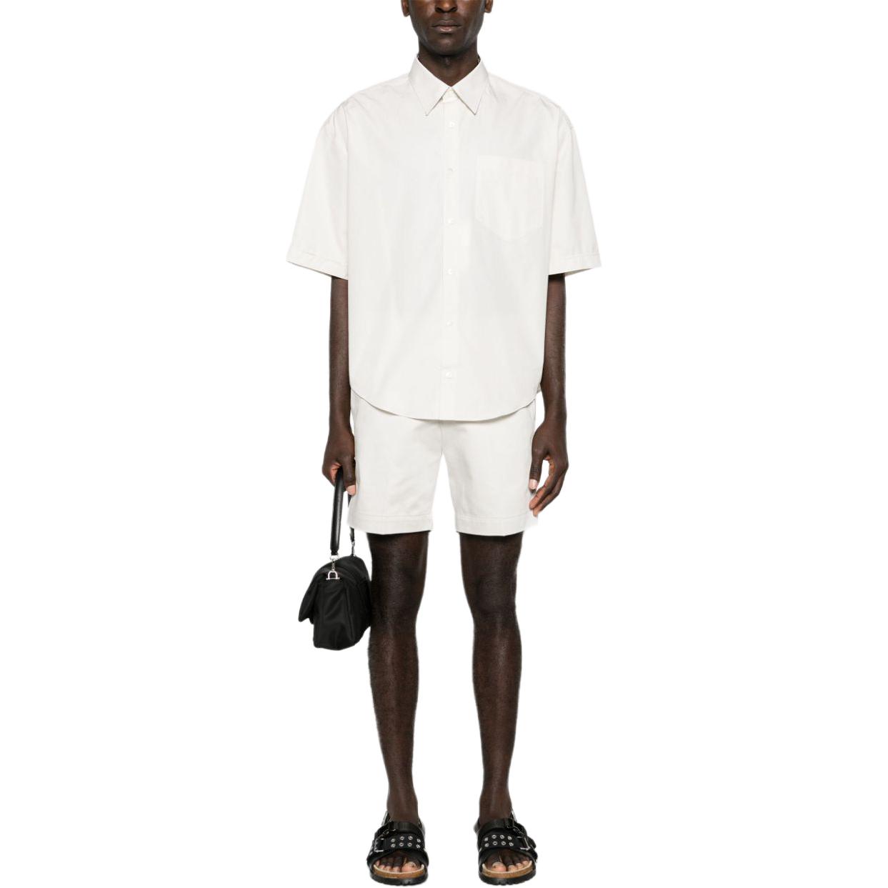 Lookbook AMI PARIS ホワイト 半袖 ボタンダウンシャツ - 無地 HSH216CO0063-193