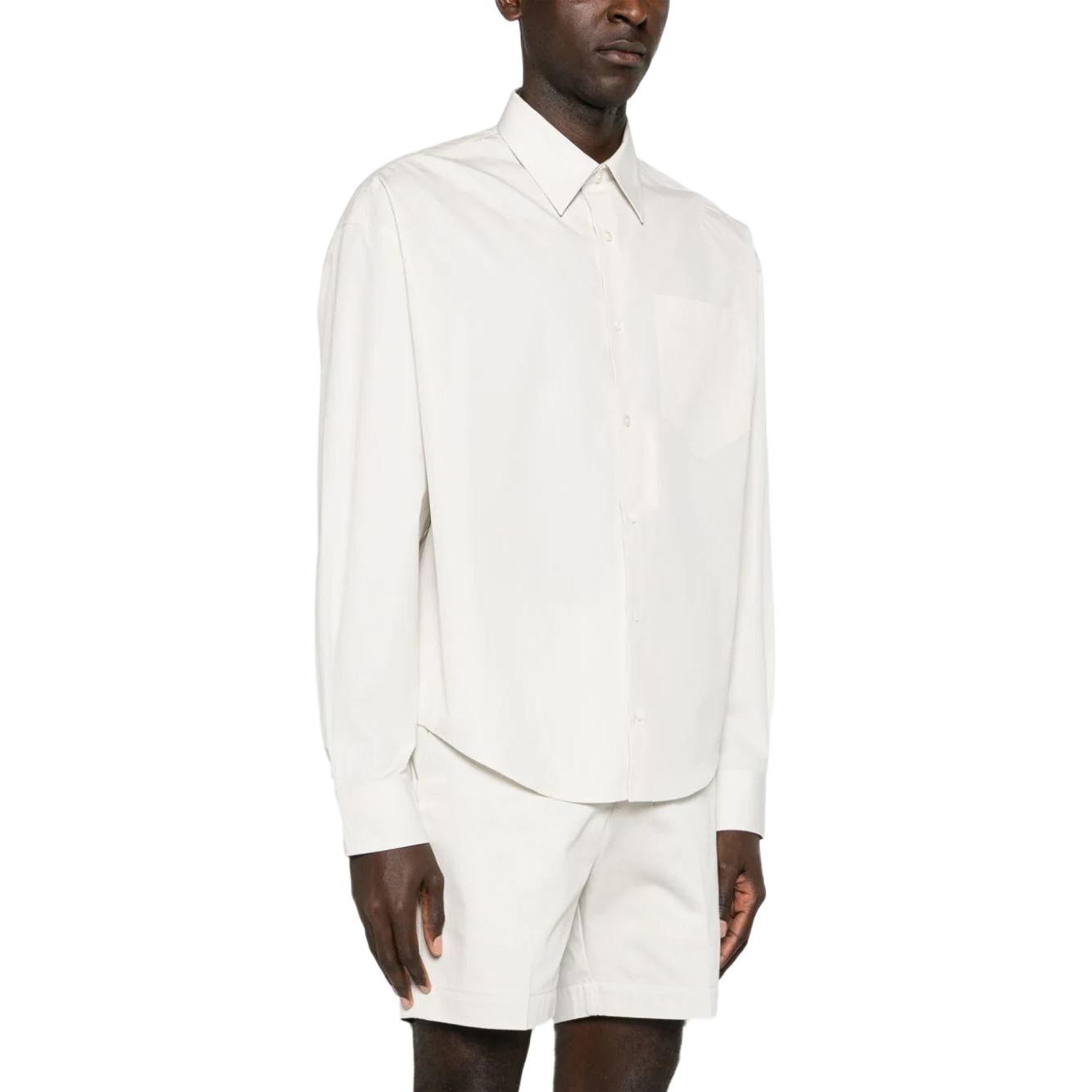 Details for アミ パリス ホワイト 無地 スリムフィット 長袖 ボタンアップシャツ USH116CO0063-193