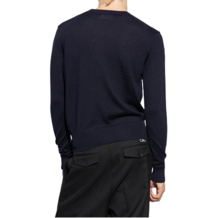 Purchase Ami Paris AMI De Coeur SS24 美麗諾羊毛開衫毛衣 深藍色 HKC111KN0025-430