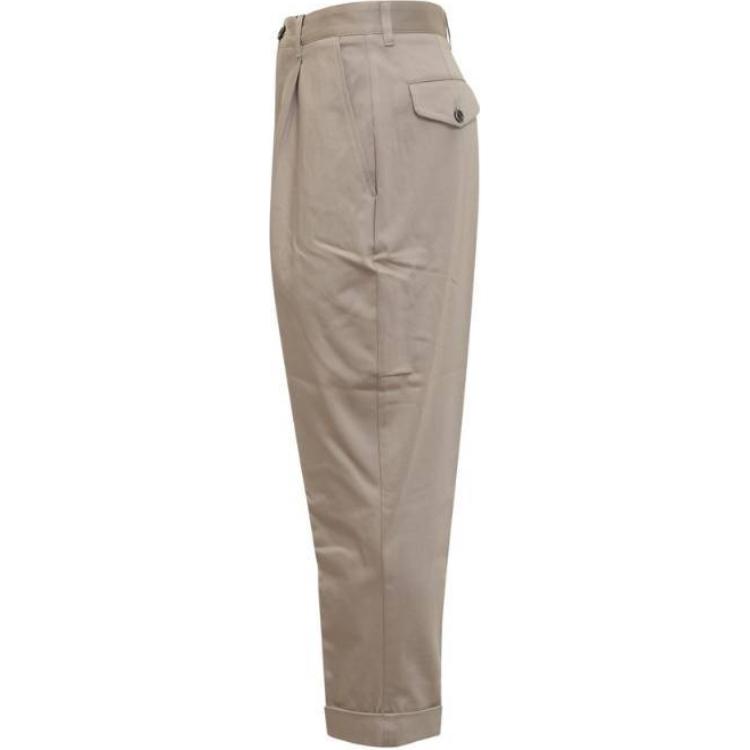 Shop Ami Paris AMIPARIS Seluar Kasual Corduroy Beige Tapered Mid-Rise. HTR101CO0009-271