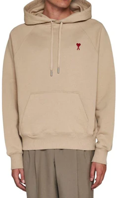 Ami Paris AMIPARIS Beige Oversized Hoodie with Heart Embroidery. USW205747-265 Shop Ami Paris AMIPARIS Beige Oversized Hoodie with Heart Embroidery. USW205747-265