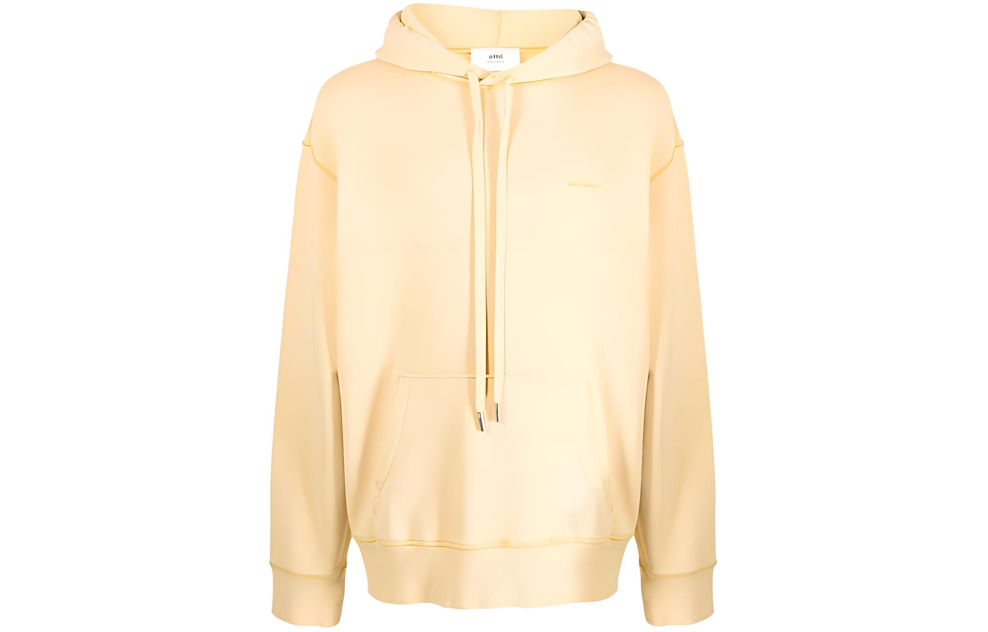 Ami Paris AMIPARIS  Beige Plain Pullover Knit Tie Hoodie USW216JE0052-718