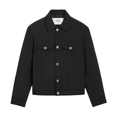 Ami Paris AMIPARIS Black Button-Up Jacket with Point Collar HJK233PA000-9001