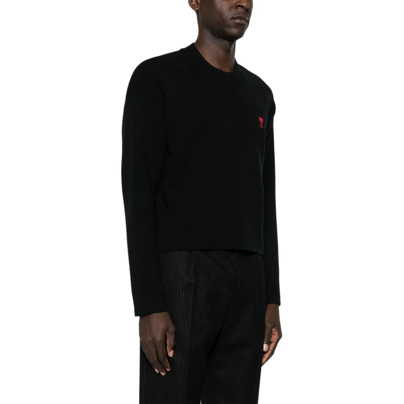 Ami Paris AMIPARIS  Black Crewneck Sweater with Logo Embroidery Long Sleeve. UKS046KN0042-001 圖 6