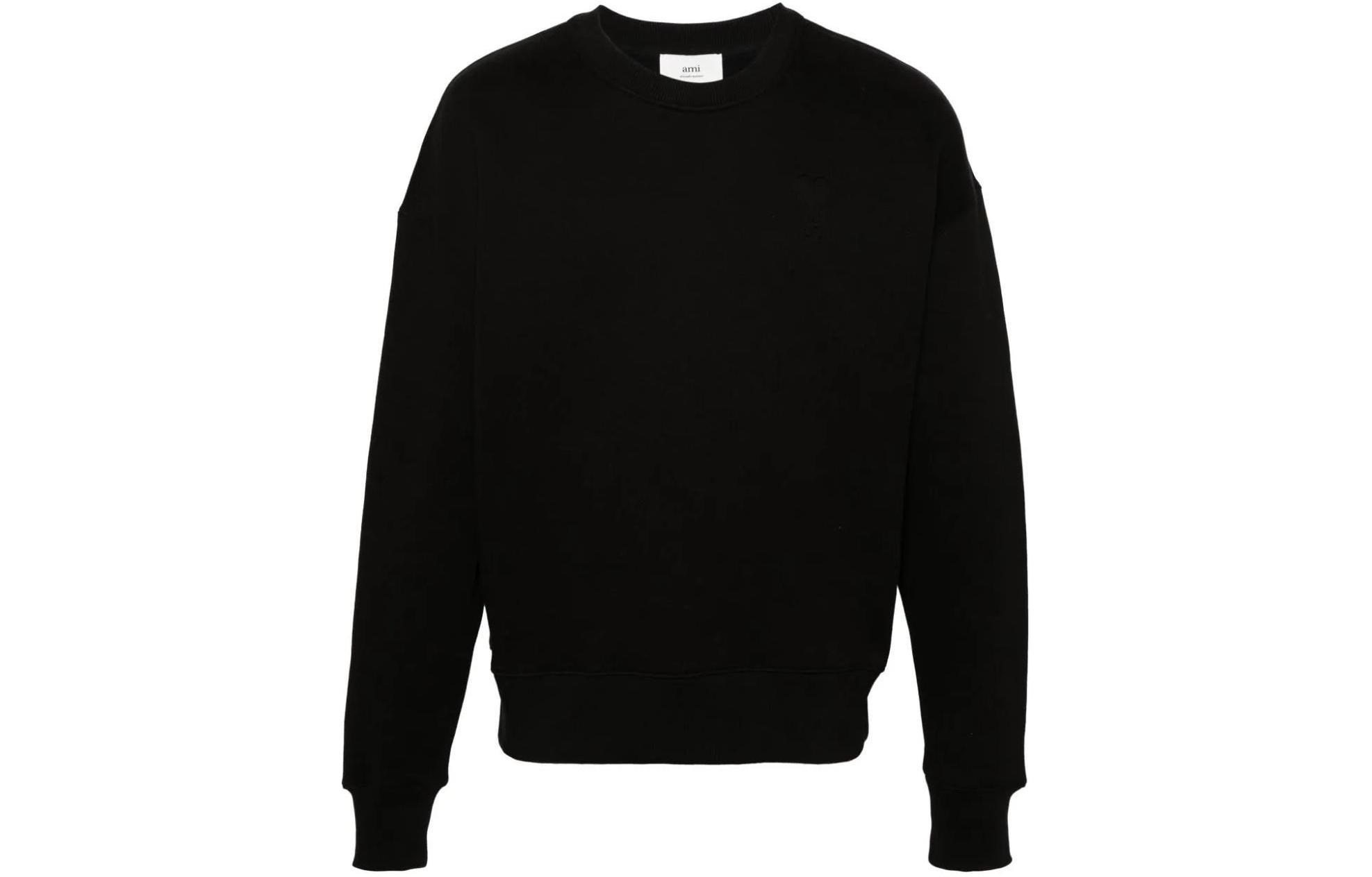 Ami Paris AMIPARIS  Black Crewneck Sweatshirt with Front Logo. USW025749-001