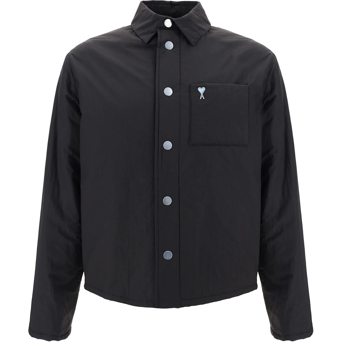 Ami Paris AMIPARIS  Black Nylon Outdoor Jacket with Metal Heart Button Closure. HJK238PA0009-001 圖 2