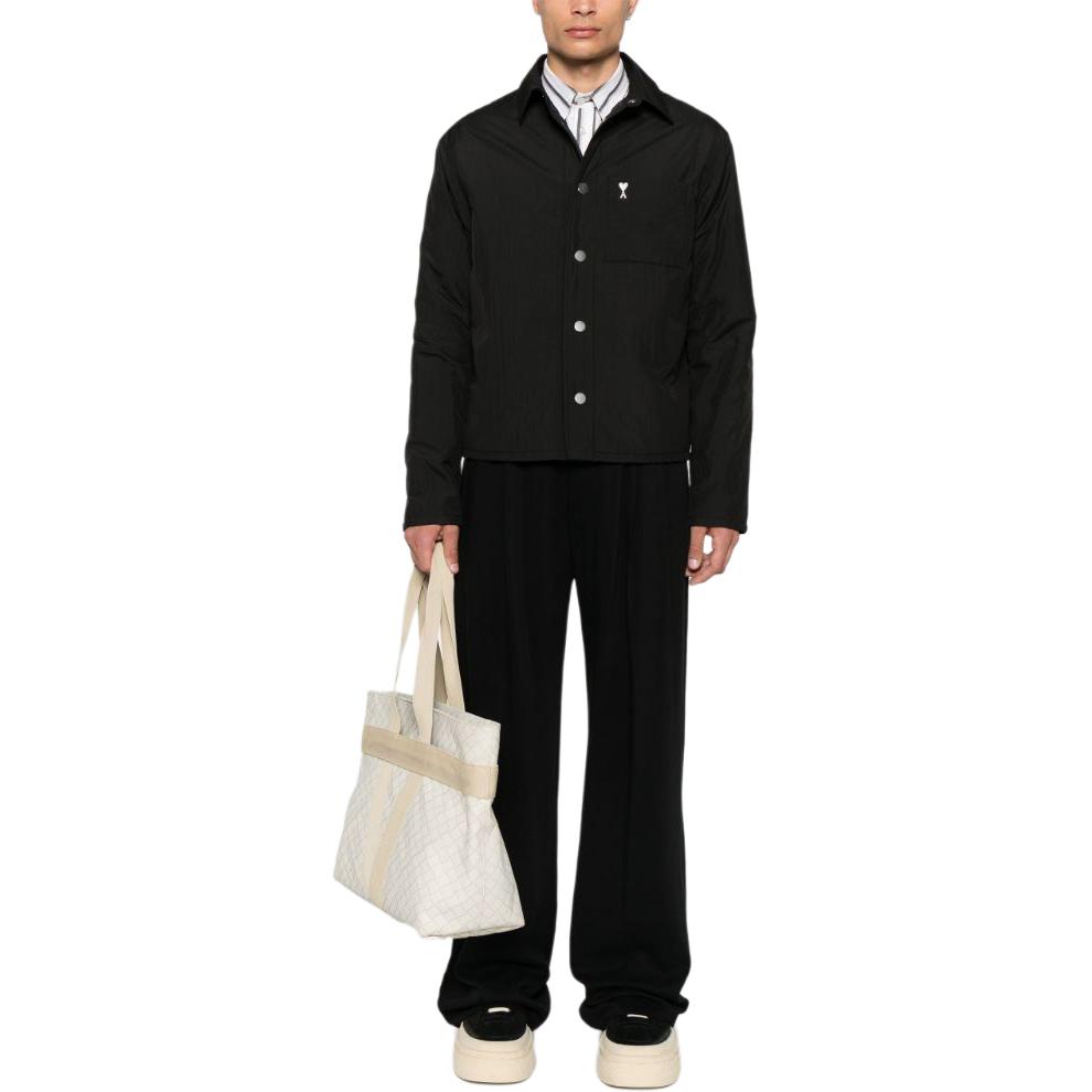 Ami Paris AMIPARIS  Black Nylon Outdoor Jacket with Metal Heart Button Closure. HJK238PA0009-001 圖 5