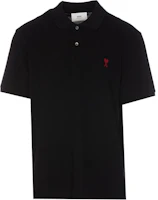 Ami Paris AMIPARIS Black Polo Shirt with Embroidered Logo and Button Placket. UPL001760-001 Ami Paris AMIPARIS Black Polo Shirt with Embroidered Logo and Button Placket. UPL001760-001