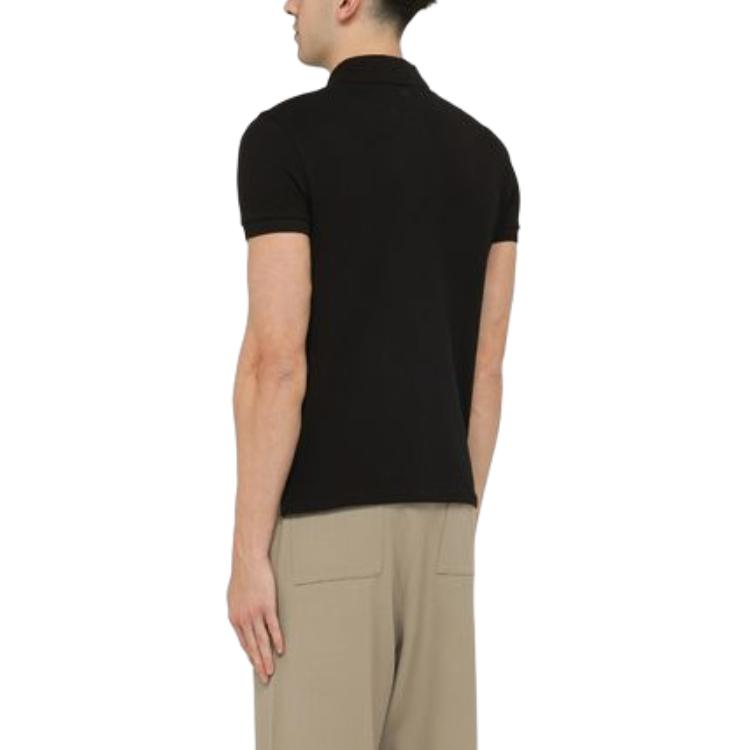 Shop Ami Paris AMIPARIS Baju Polo Hitam dengan Logo Sulam dan Butang Plaket. UPL001760-001