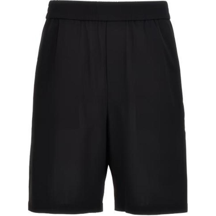 Ami Paris AMIPARIS  Black Relaxed Fit Elastic Waist Shorts. E24HSO306CO0062-001