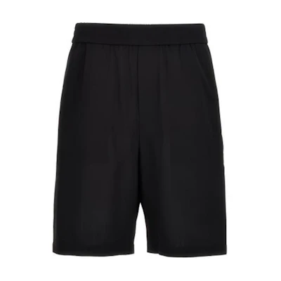 Ami Paris AMIPARIS Black Relaxed Fit Elastic Waist Shorts. E24HSO306CO0062-001