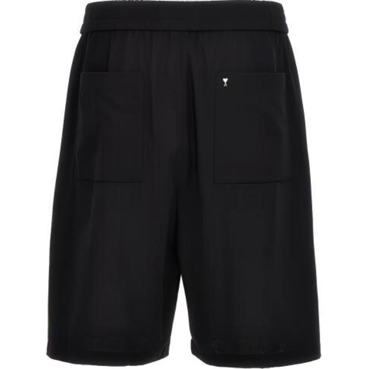 Lookbook Ami Paris AMIPARIS Pantalones Cortos Negros Cintura Elástica Ajuste Relajado. E24HSO306CO0062-001