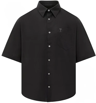 아미파리스 블랙 반팔 셔츠 자수 로고 클래식 칼라 HSH240CO0062-001 Buy 아미파리스 블랙 반팔 셔츠 자수 로고 클래식 칼라 HSH240CO0062-001