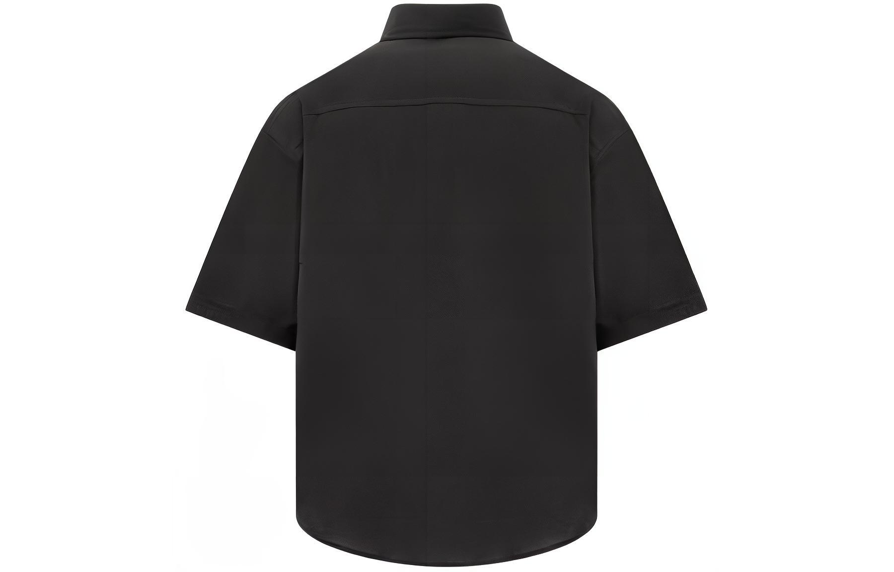 Lookbook 아미파리스 블랙 반팔 셔츠 자수 로고 클래식 칼라 HSH240CO0062-001