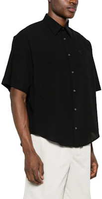 아미파리스 블랙 반팔 셔츠 자수 로고 클래식 칼라 HSH240CO0062-001 Details for 아미파리스 블랙 반팔 셔츠 자수 로고 클래식 칼라 HSH240CO0062-001