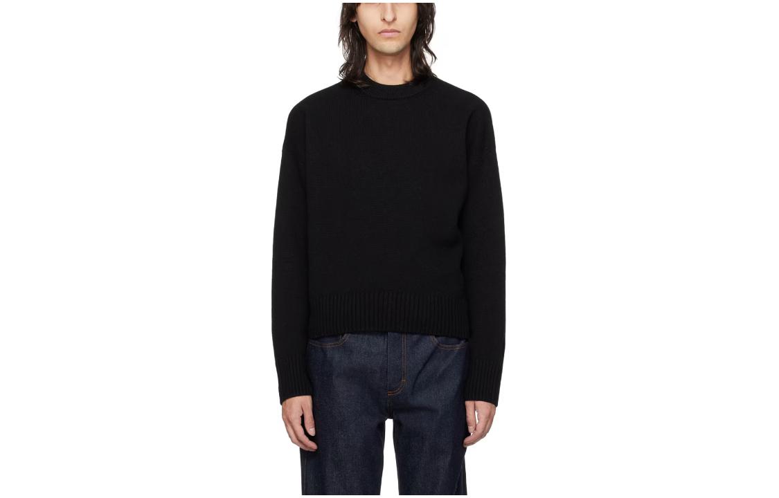 Ami Paris AMIPARIS  Black Solid Color Crewneck Pullover Oversized Knit Sweater UKS034KN0028-001 圖 2