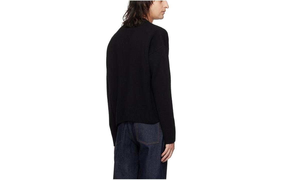Ami Paris AMIPARIS  Black Solid Color Crewneck Pullover Oversized Knit Sweater UKS034KN0028-001 圖 3