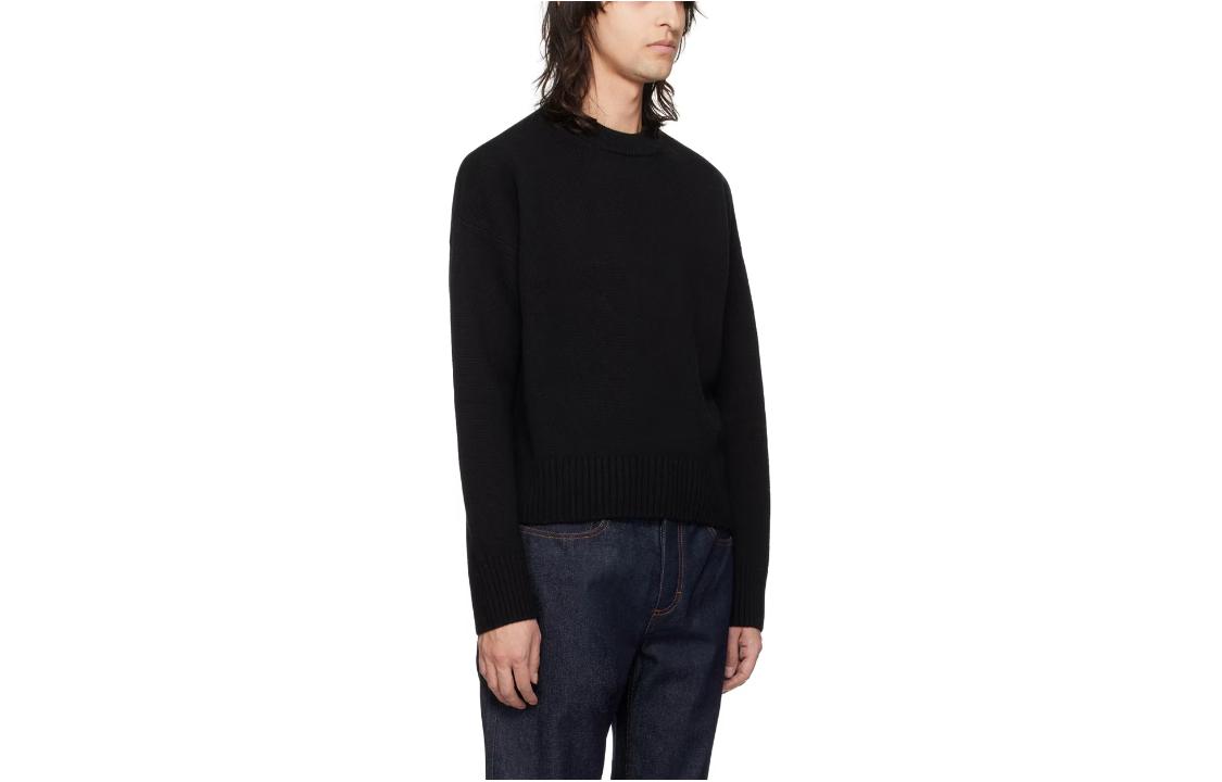 Ami Paris AMIPARIS  Black Solid Color Crewneck Pullover Oversized Knit Sweater UKS034KN0028-001 圖 4