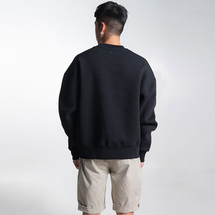 Ami Paris AMIPARIS  Black Solid Crewneck Pullover Sweatshirt Long Sleeve USW017740-001 圖 6