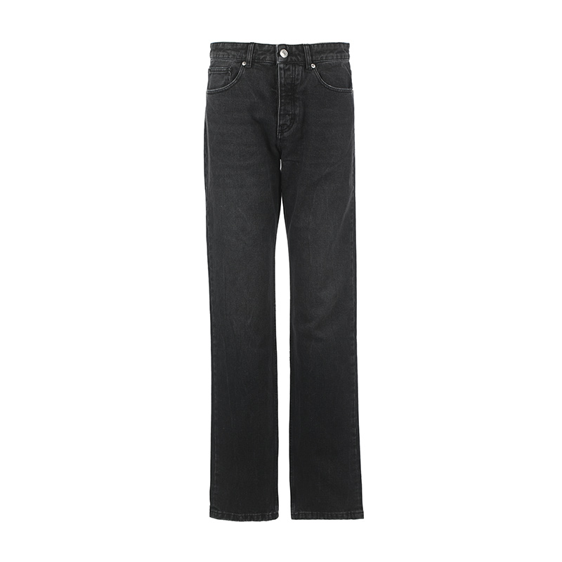 Ami Paris AMIPARIS  Black Solid Mid-Rise Zipper Denim Jeans HTR001DE0018031