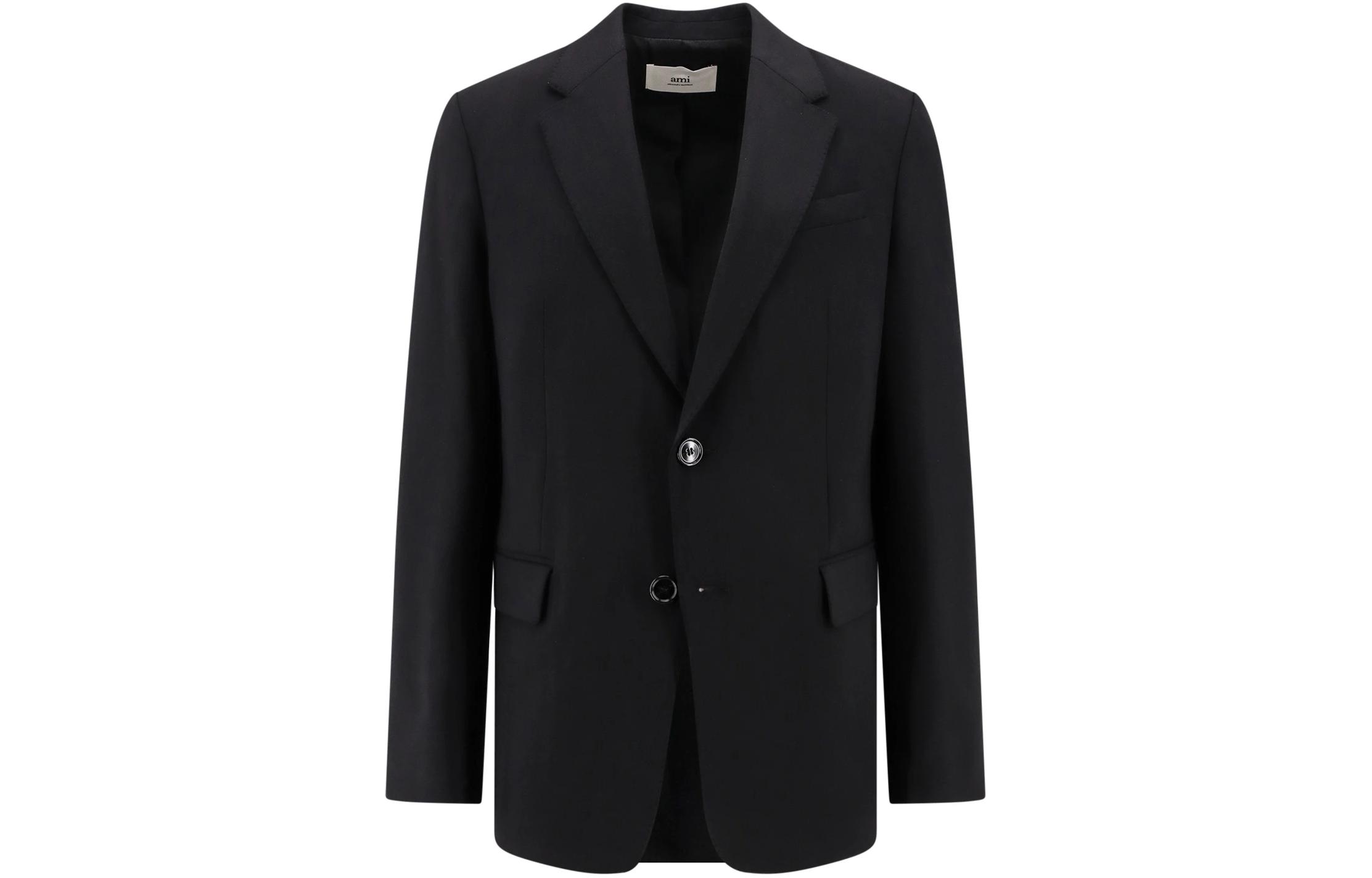 Order Ami Paris AMIPARIS Chaqueta Blazer Negro Sólido de un Solo Botón. HBV007VI0007001
