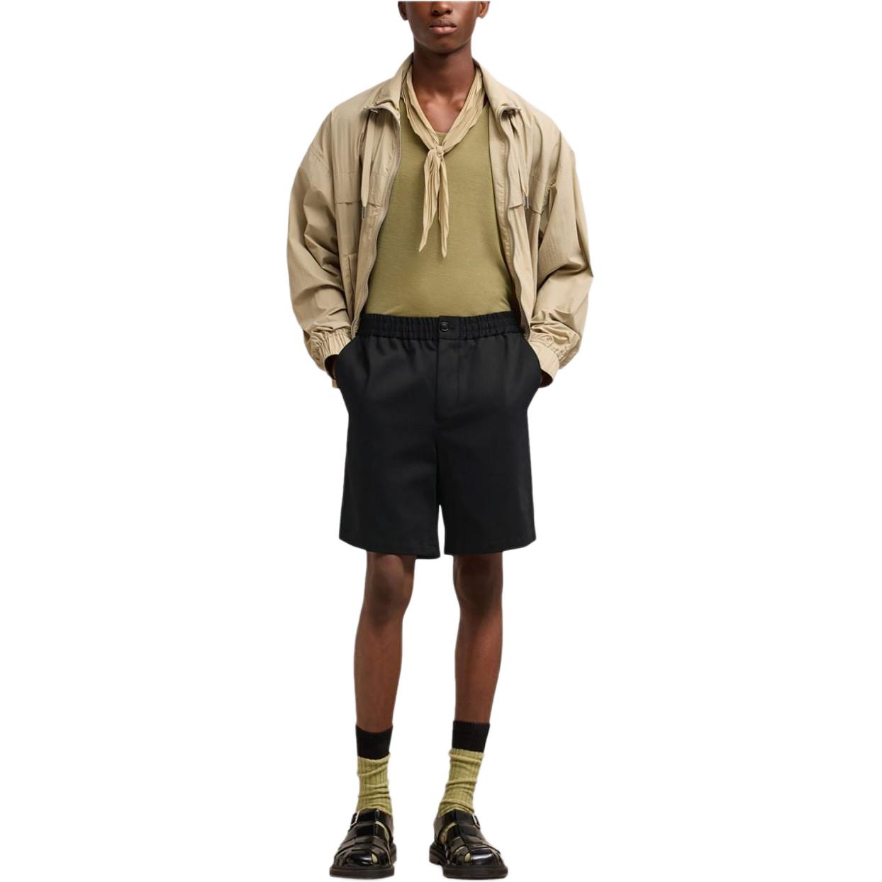 Lookbook Ami Paris Pantalones Cortos Negros Holgados con Cremallera. HSO303CO0009-001