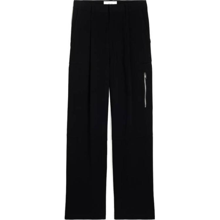 Order 아미 파리 AMIPARIS 블랙 스트레이트 핏 워크웨어 팬츠 미드라이즈 & 지퍼 플라이 HTR301AC0009-001