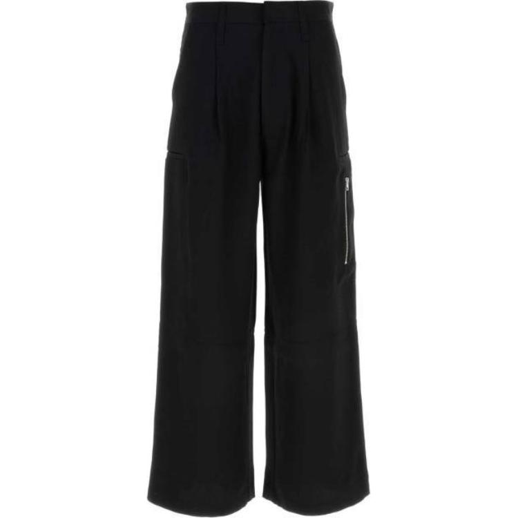 Lookbook 아미 파리 AMIPARIS 블랙 스트레이트 핏 워크웨어 팬츠 미드라이즈 & 지퍼 플라이 HTR301AC0009-001