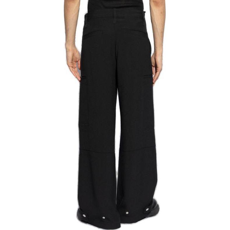 Purchase 아미 파리 AMIPARIS 블랙 스트레이트 핏 워크웨어 팬츠 미드라이즈 & 지퍼 플라이 HTR301AC0009-001