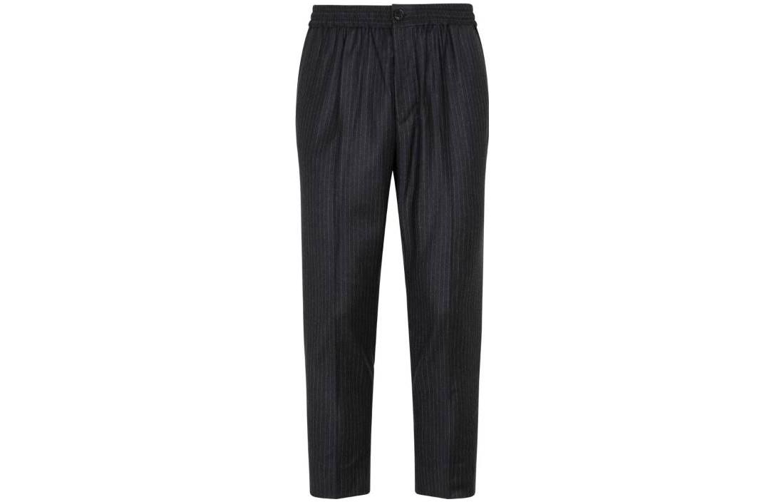 Ami Paris AMIPARIS  Black Striped Zipper Slim-Fit Straight Casual Pants HTR206WV0024-0552