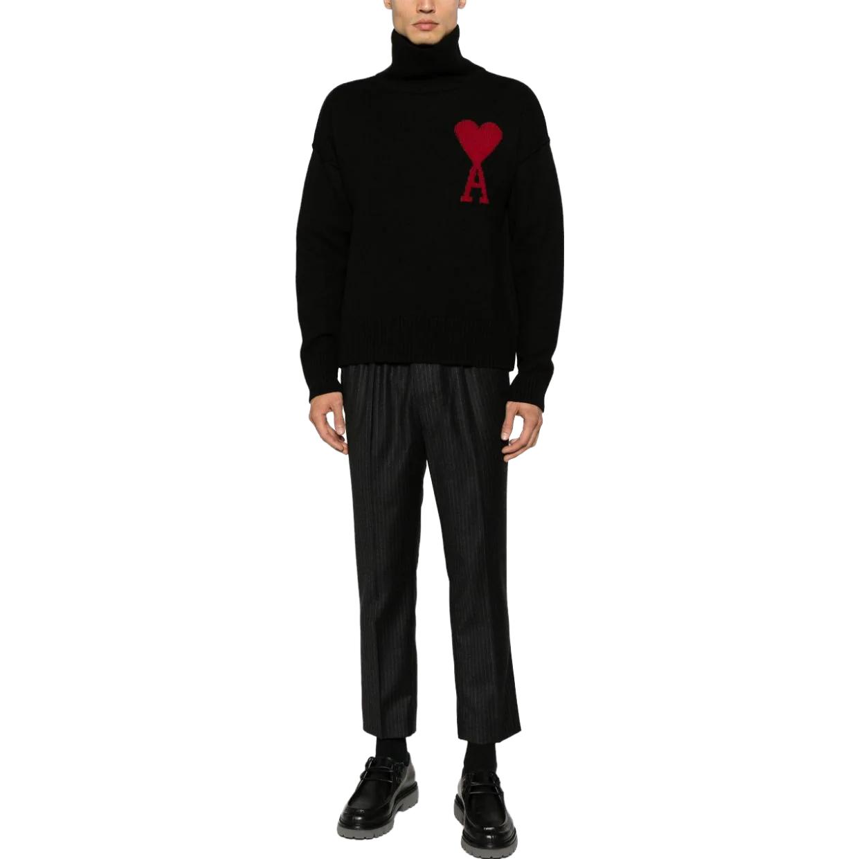 Shop アミパリ ブラックストライプジッパースリムフィットストレートパンツ HTR206WV0024-0552