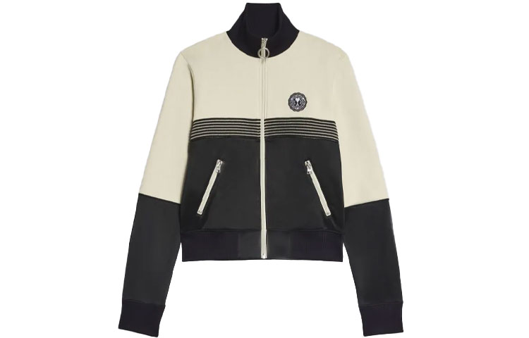 Ami Paris AMIPARIS  Black/White Embroidered Logo Zip-Up Track Jacket. HSW508738-151