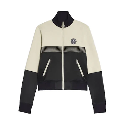 Ami Paris AMIPARIS Black/White Embroidered Logo Zip-Up Track Jacket. HSW508738-151