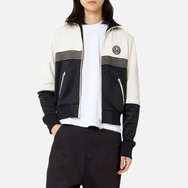 Shop 아미파리 AMIPARIS 블랙/화이트 자수 로고 집업 트랙 재킷. HSW508738-151