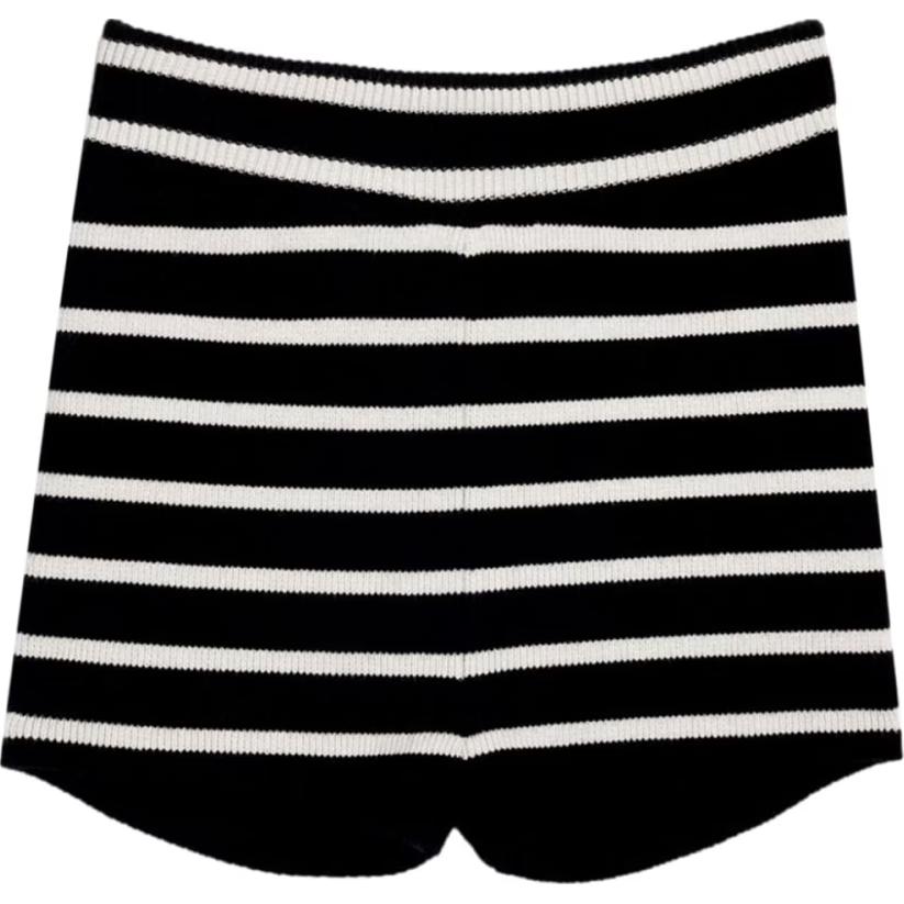 Ami Paris AMIPARIS  Black/White Striped Casual Slim Shorts. FSO136KN00410013