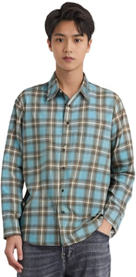 Ami Paris Kemeja Lengan Panjang Kotak Biru Butang Depan HJK228VI0010-445 Sizing Ami Paris Kemeja Lengan Panjang Kotak Biru Butang Depan HJK228VI0010-445