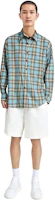 Cheap Ami Paris 藍色格紋長袖襯衫 HJK228VI0010-445