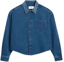Ami Paris AMIPARIS Blue Solid Color Button-Up Cropped Long Sleeve Shirt HSH136DE0025480 Ami Paris AMIPARIS Blue Solid Color Button-Up Cropped Long Sleeve Shirt HSH136DE0025480