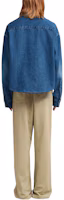 Shop Ami Paris AMIPARIS 藍色純色紐扣短版長袖襯衫 HSH136DE0025480