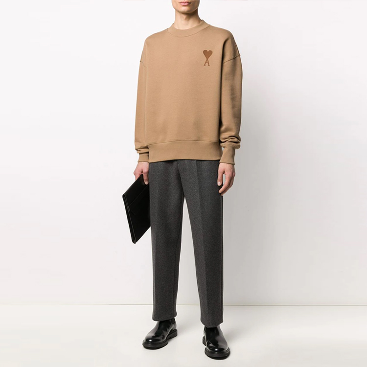 Ami Paris AMIPARIS  Brown Cotton Crewneck Sweatshirt with Heart Design. H20HJ033-749 圖 3