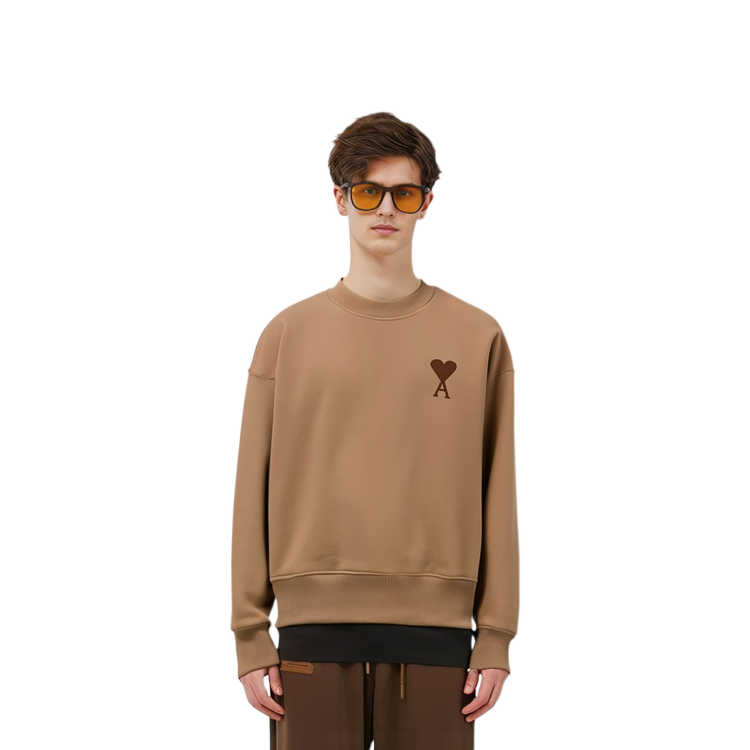 Ami Paris AMIPARIS  Brown Cotton Crewneck Sweatshirt with Heart Design. H20HJ033-749 圖 6