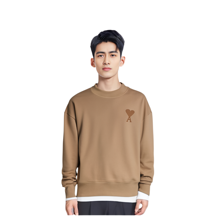 Ami Paris AMIPARIS  Brown Cotton Crewneck Sweatshirt with Heart Design. H20HJ033-749 圖 7