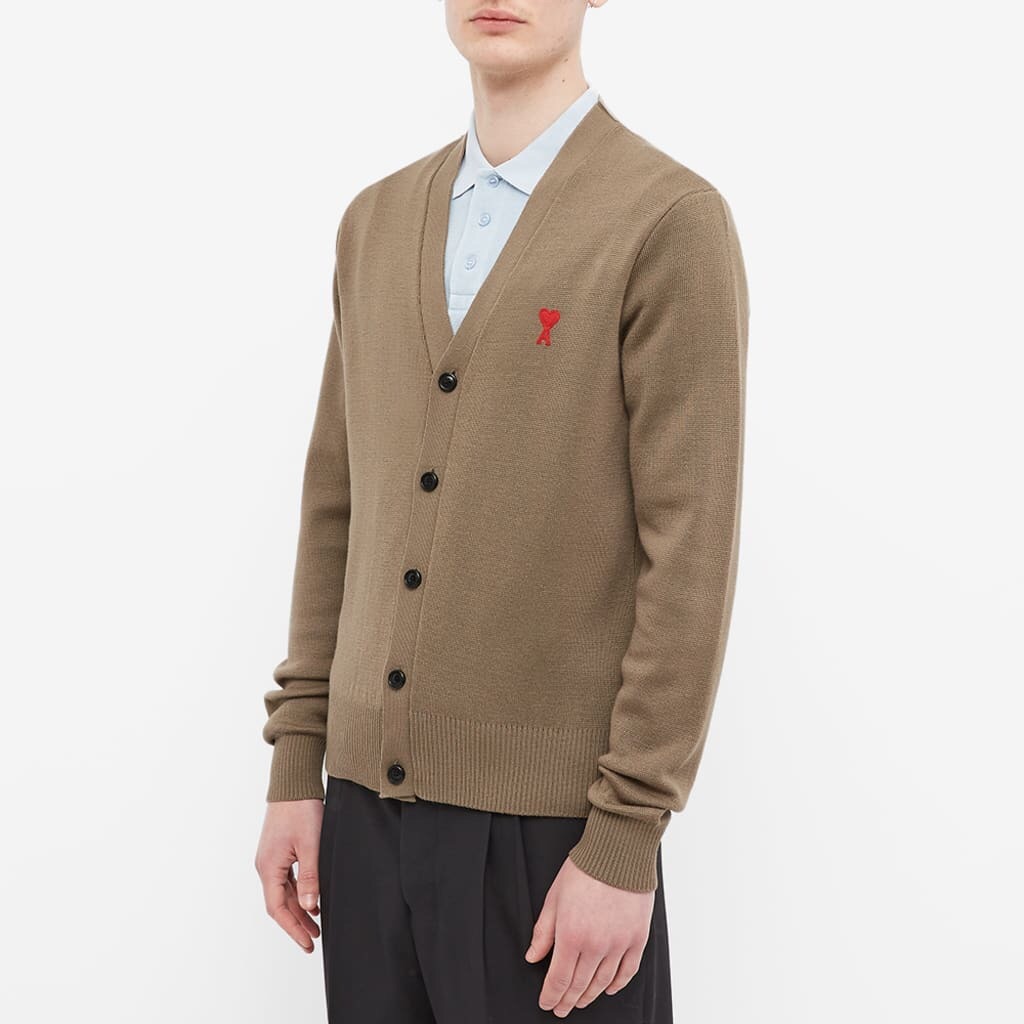 Purchase Ami Paris AMIPARIS 棕色心形刺繡釦式針織開衫 E22HKC001001281