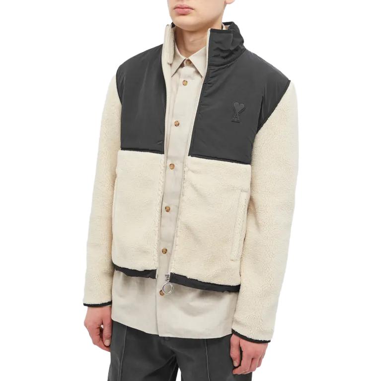 Shop Ami Paris AMIPARIS 拼色拉鏈羊毛外套 立領長袖 HJK007761-177