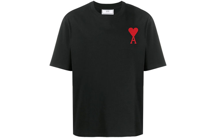 Ami Paris AMIPARIS  Cotton Heart Logo Black Casual T-Shirt. H20HJ134726-001